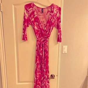 Janette 3/4 sleeve wrap maxi dress